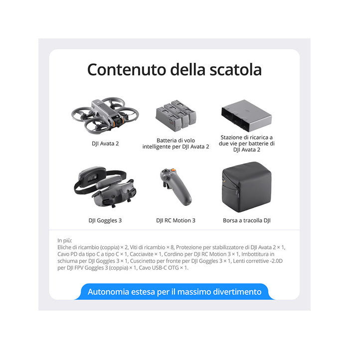 DJI Avata 2 Fly More Combo (3 batterie) - Garanzia DJI