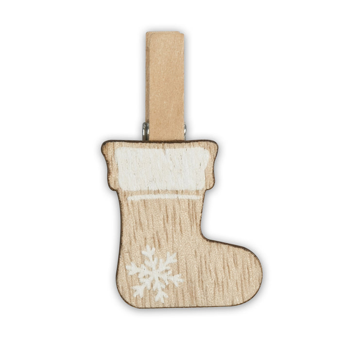 Kit "Wood Clips Brown" da 8 mollette e corda da 200cm - Art. LK39B