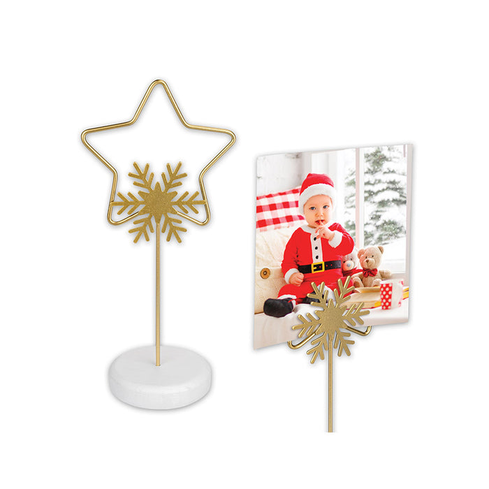 Clip portafoto a forma di fiocco di neve in legno e metallo "Moritz" - Art. VP372