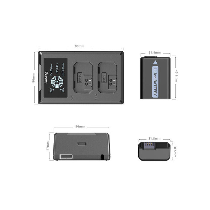 Smallrig kit da 2 batterie NP-FW50 con caricatore doppio - Art. SR3818