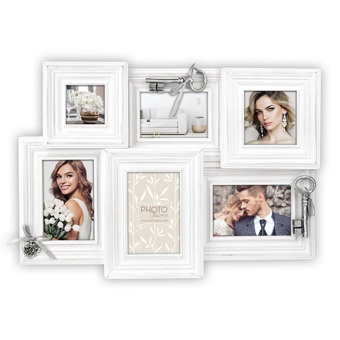 Cornice multipla in legno "Astrid 6Q" (7x7/9x13/10x10/3x10x15) - Art. LC126