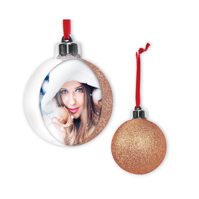 Decorazione natalizia "Photo Snow Caramel Glitter" (7,5x7,5) - Art. SF105C