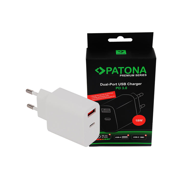 Patona caricatore USB due porte PD18W