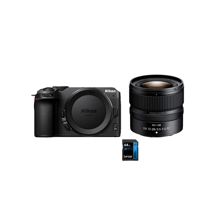 Nikon Z30 + Z DX 12-28 PZ VR F3.5-5.6 + SD 64GB 800X - Garanzia Nital Italia