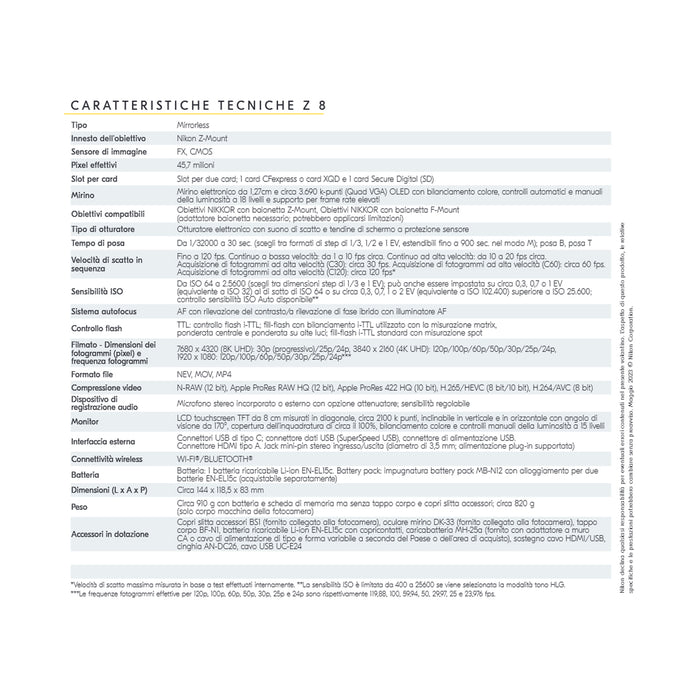 Nikon Z8 (BODY) - Garanzia Nital Italia